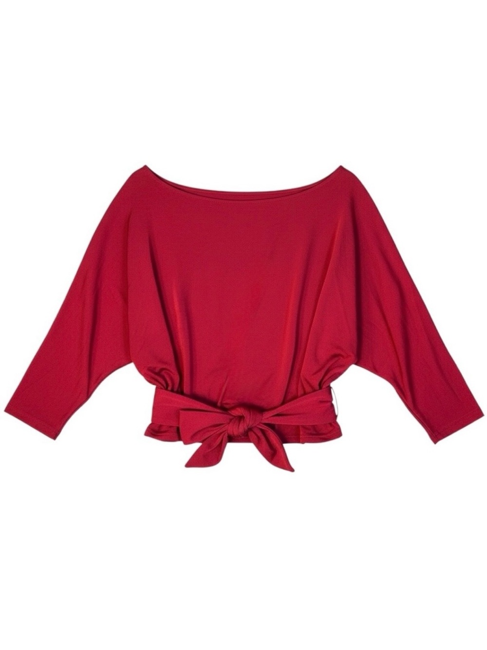 Tildon Red Open Back Wrap Tie Ballet Top Dolman Sleeve Medium